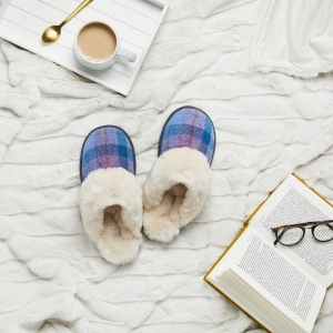 Bedroom Athletics, Louis Harris Tweed Moccasin Slippers, Grey Black Check