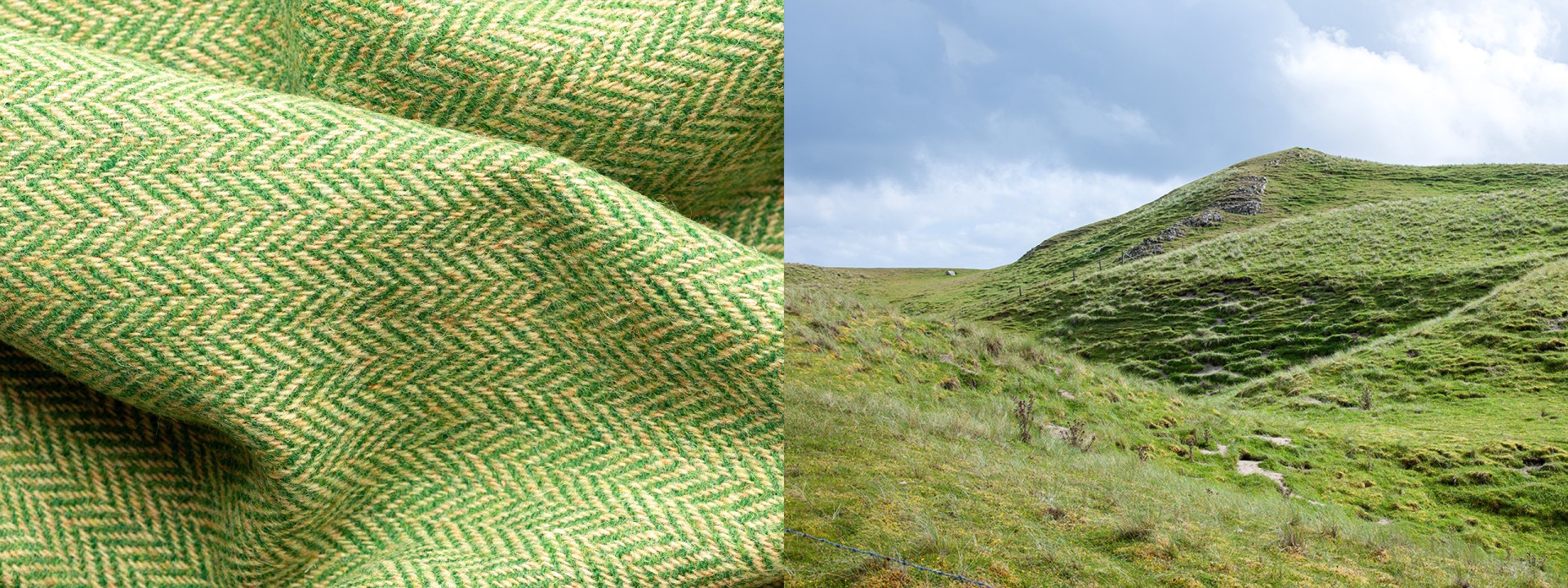 Harris tweed green contours zig-zag