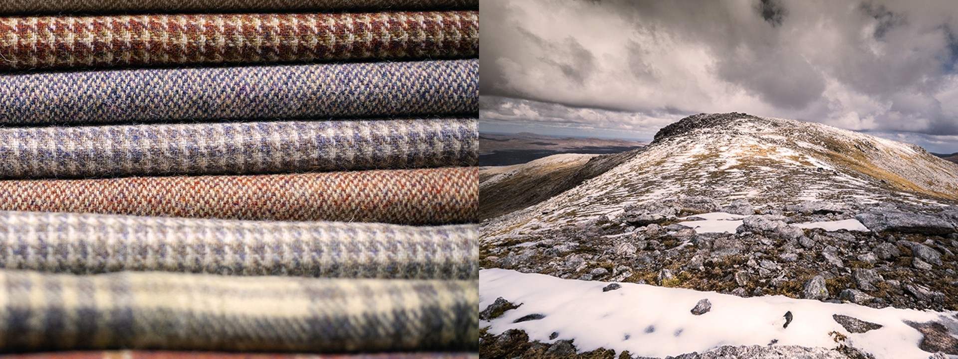 Harris tweed layers snow hills