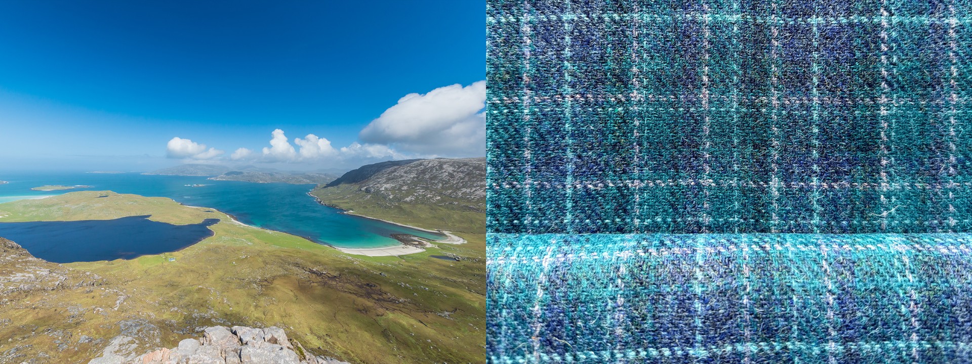 Harris Tweed cravadale blues cloth