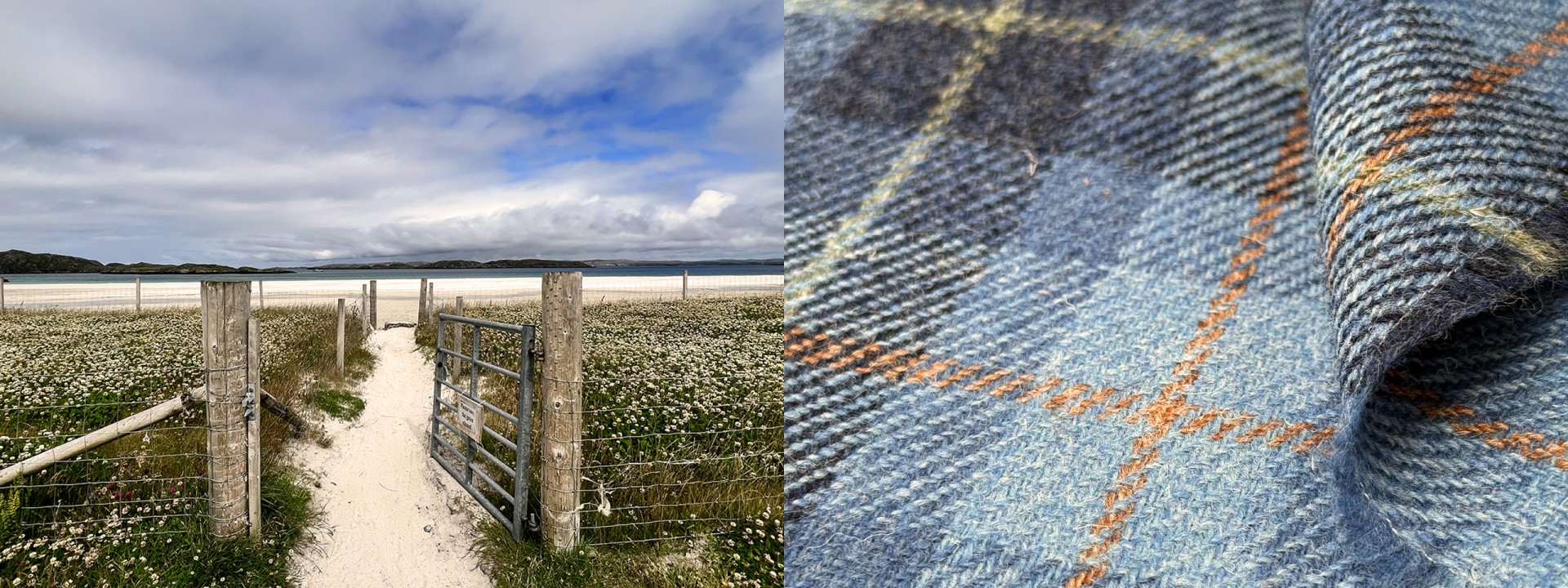 Harris tweed beach path happiness