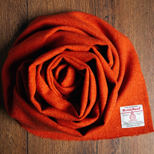 Harris Tweed Authority Sunset Carloway Mill orange shawl