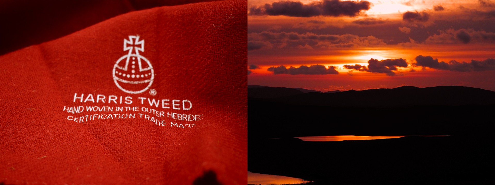 Harris tweed red sky landscape cloth