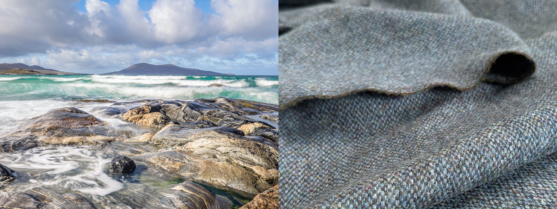 Harris tweed coast waves rocks