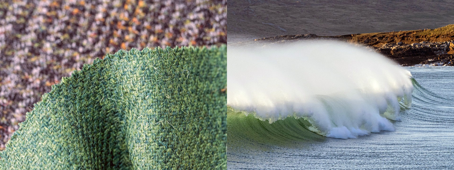 Harris tweed rolling waves green coast