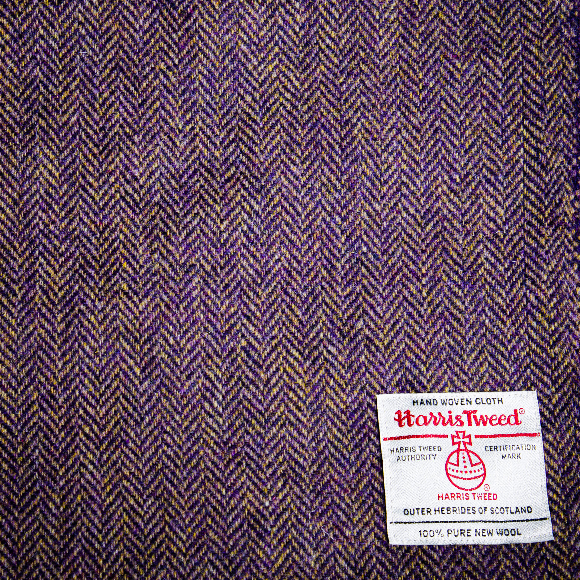 harris tweed authority carloway fabric purple herringbone amber northfield