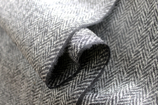 harris tweed authority black and white herringbone