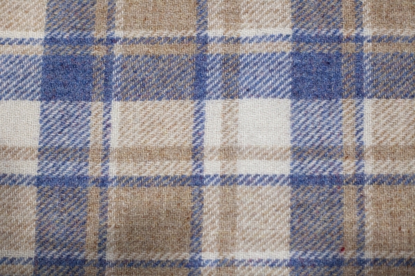 harris tweed authority, blue and cream check fabric, harris tweed hebrides, alison johnston